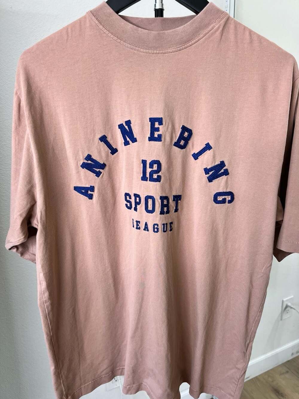 Anine Bing Caden Tee Sport '12' League Embroidered Oversized T-Shirt - Picture 2 of 9